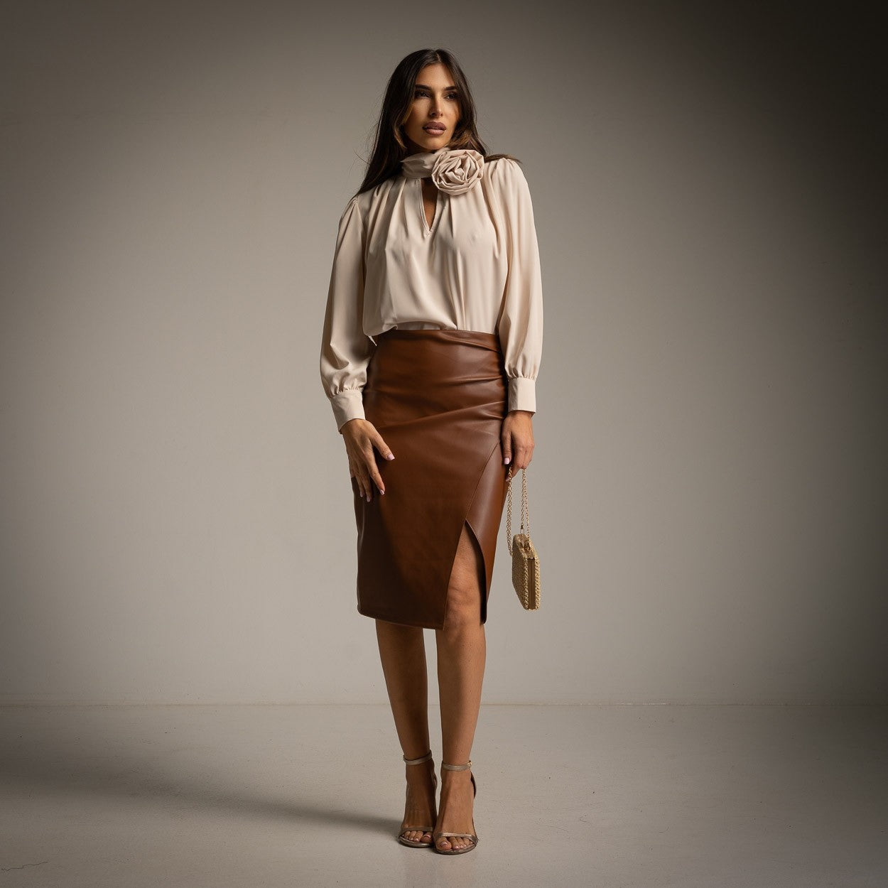 faux leather skirt front 