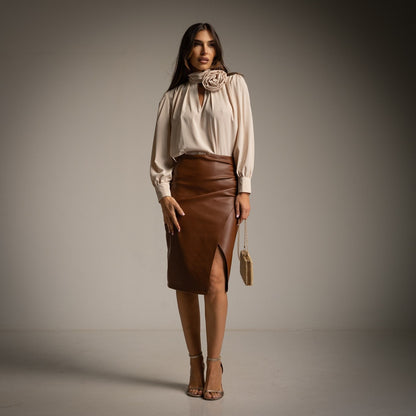 faux leather skirt front 