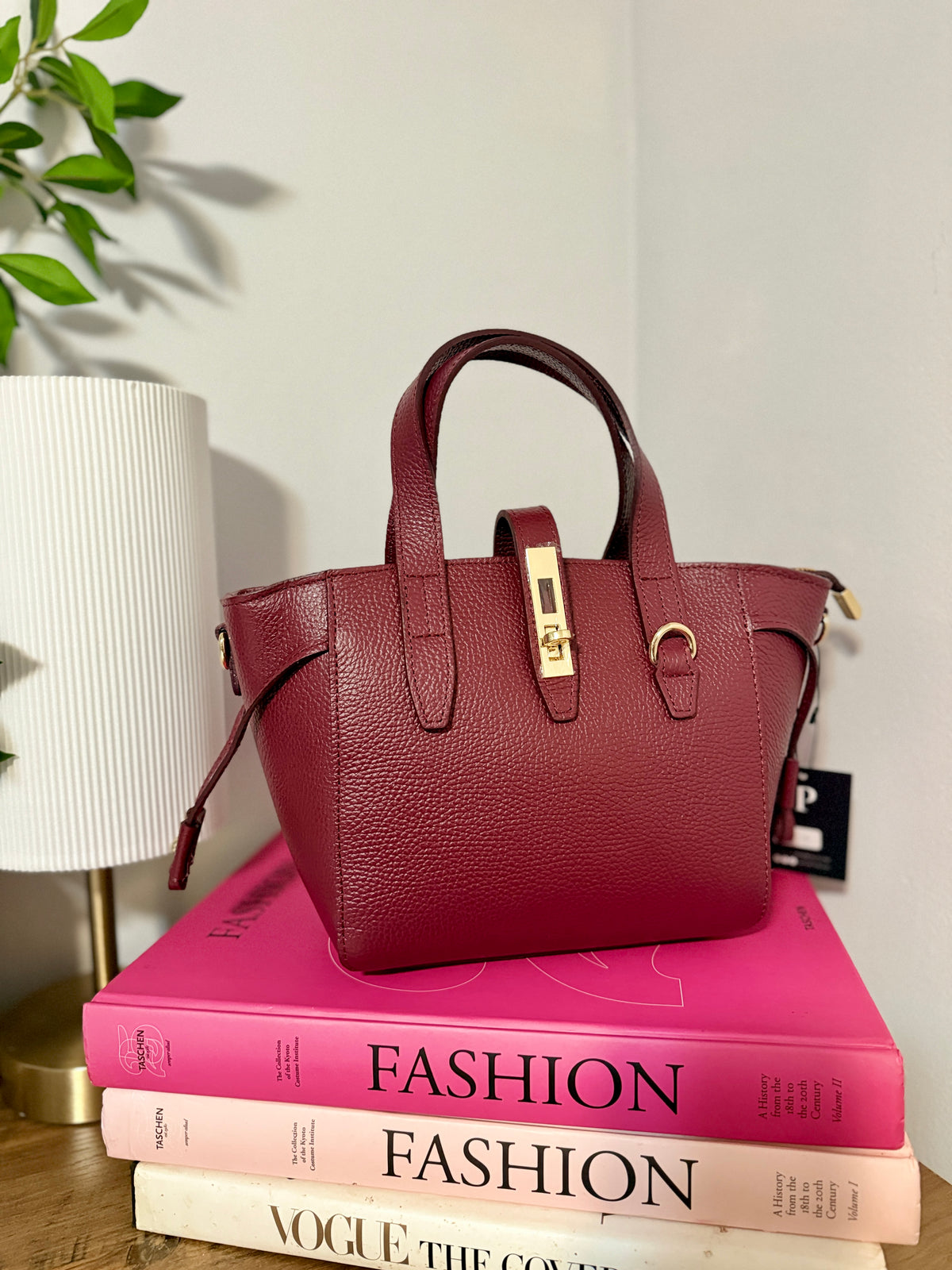 Azzurra Italian Leather Turn Clasp Bag