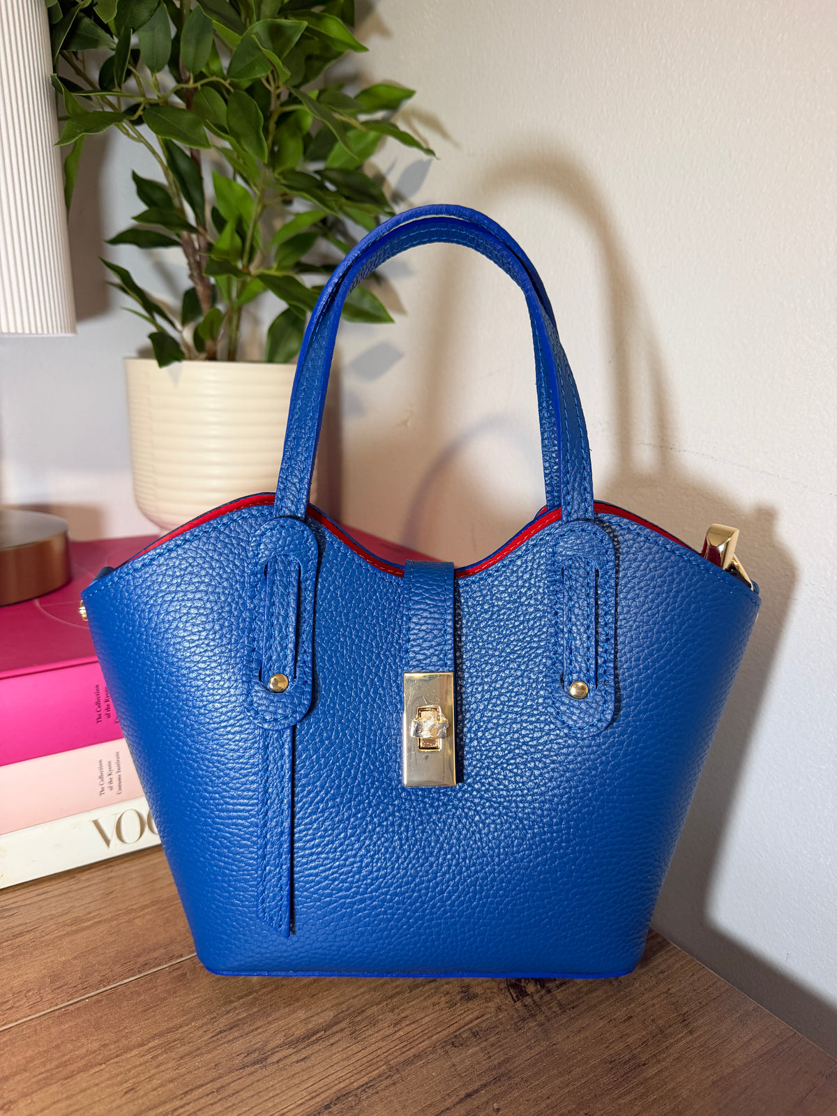 Bella Italian Leather Turn Clasp Bag