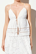 Embroidery Tie Detail Top