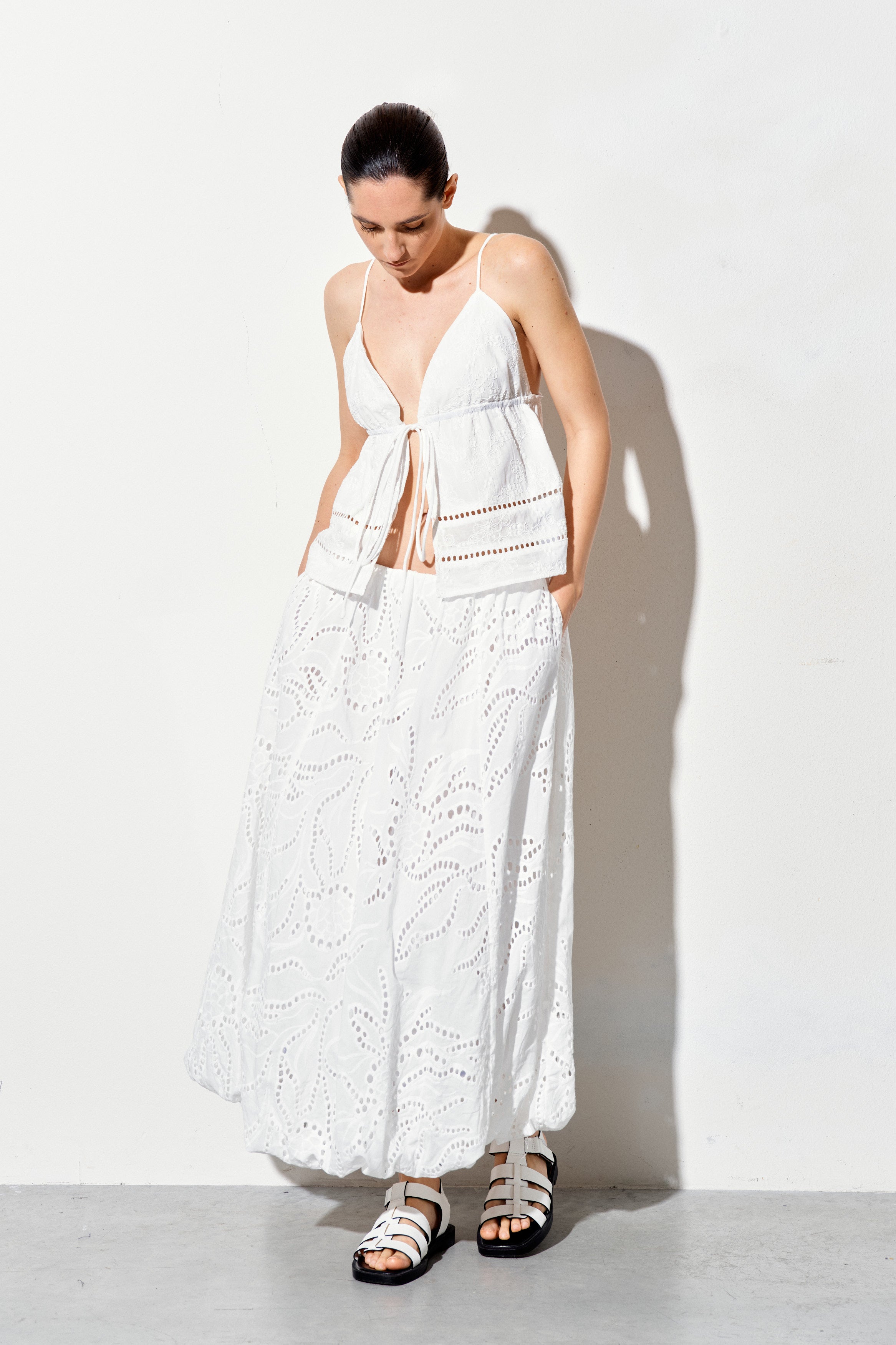 Embroidery Tie Detail Top