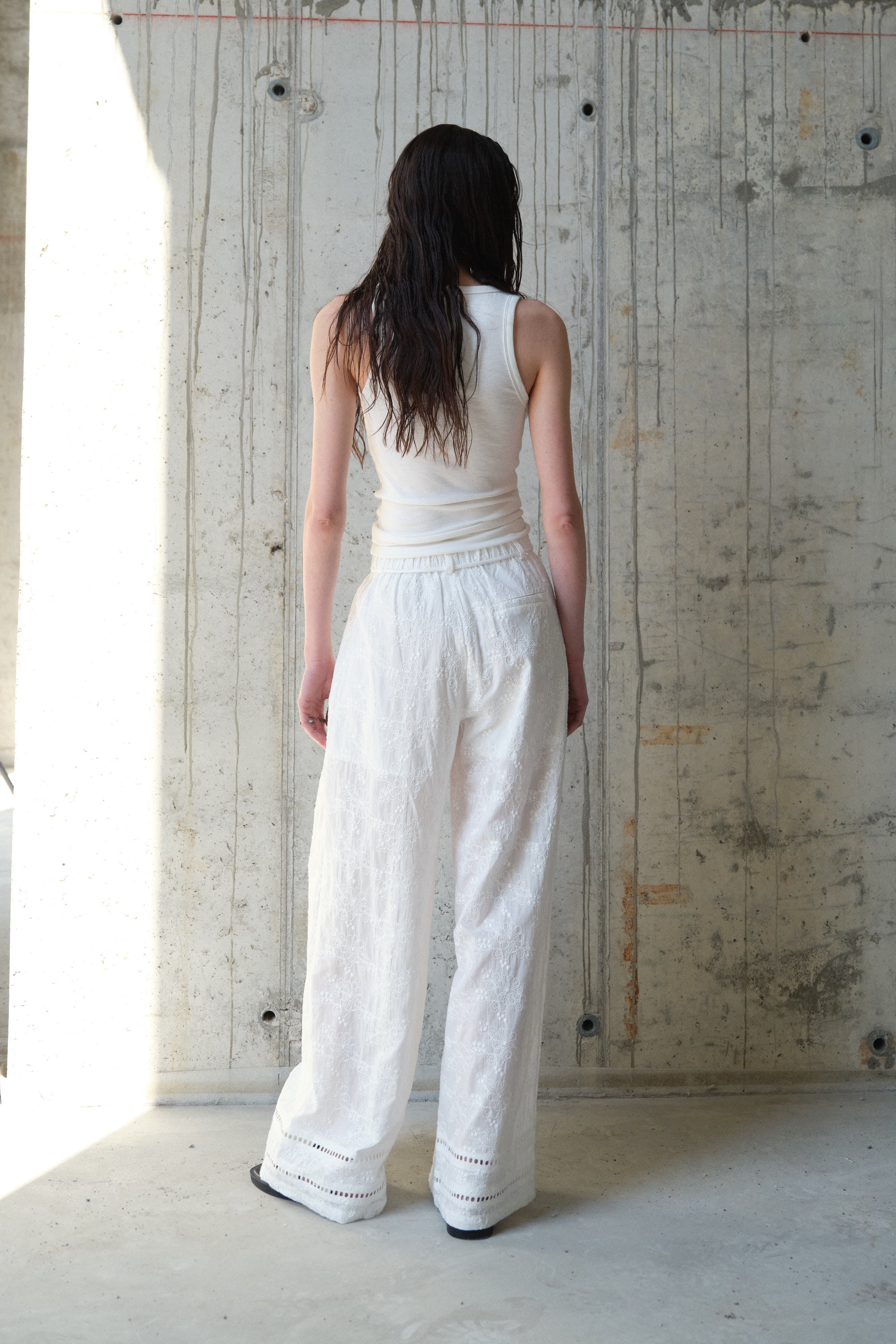 Embroidery Tie Detail Trousers