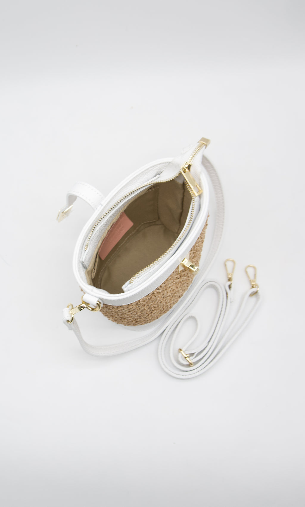 Margherita Raffia & Leather Bucket Bag