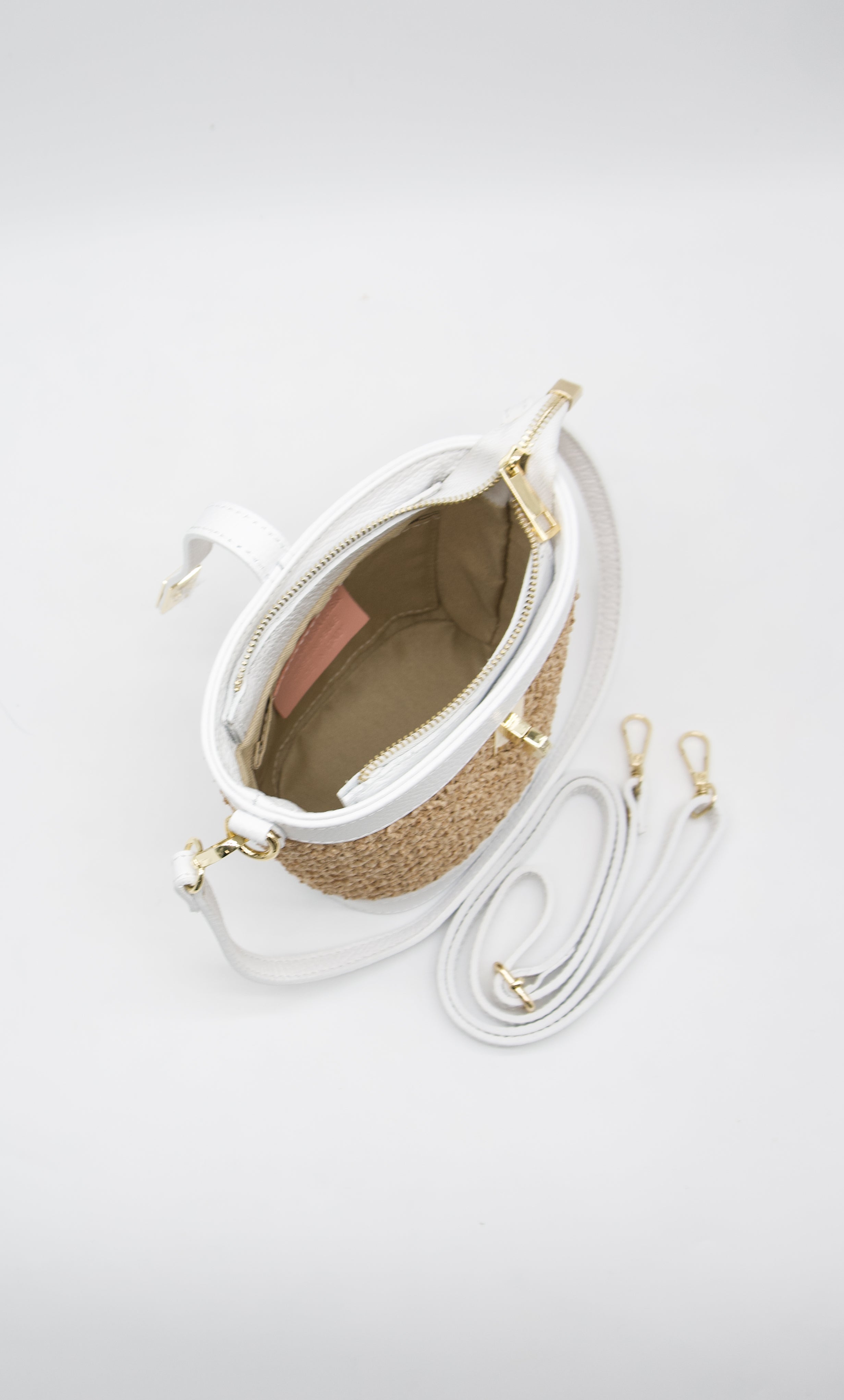 Margherita Raffia & Leather Bucket Bag