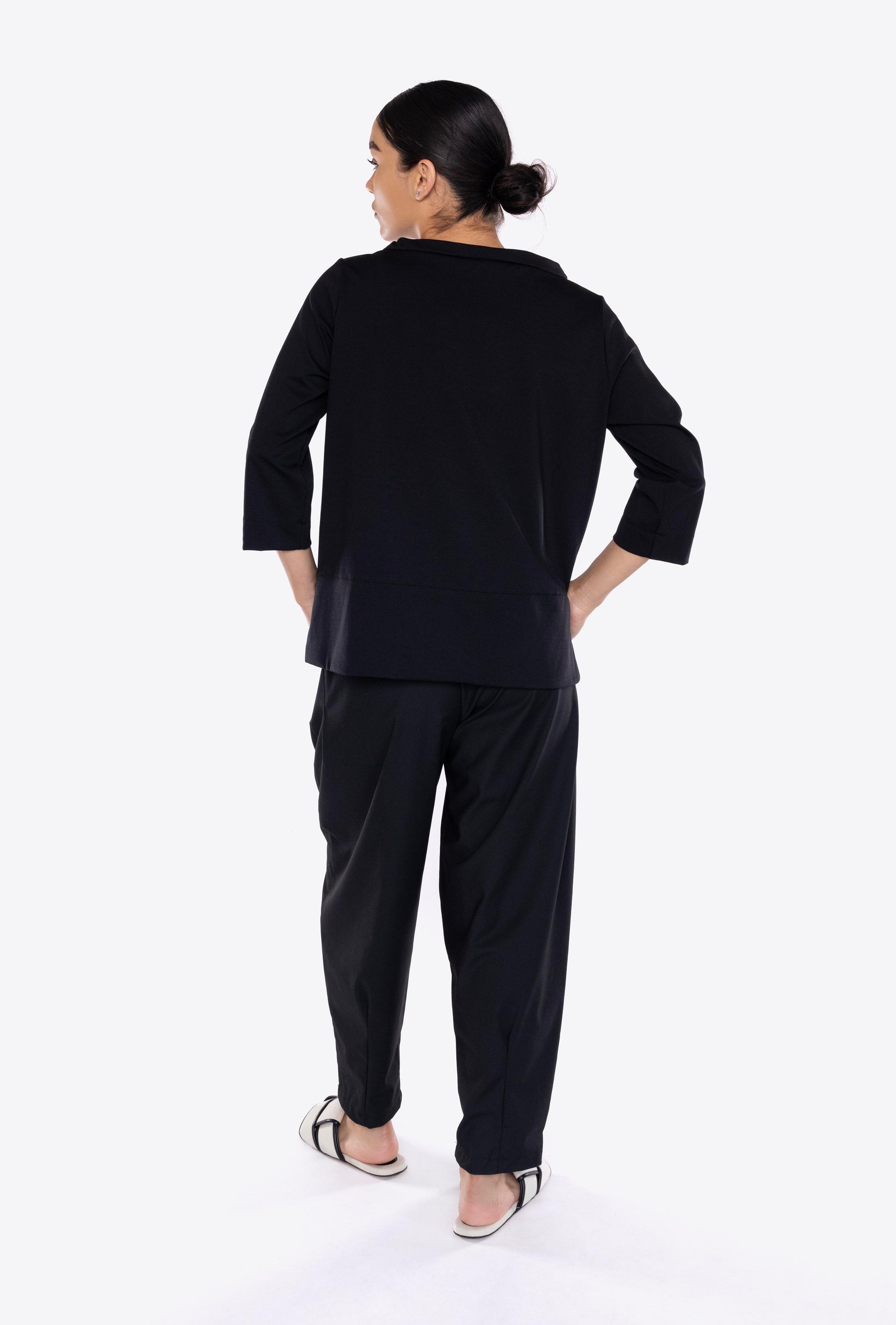 black punto milano top back, fashion basic, wardrobe essential, fashion top, womens top, european fashion, italian made 