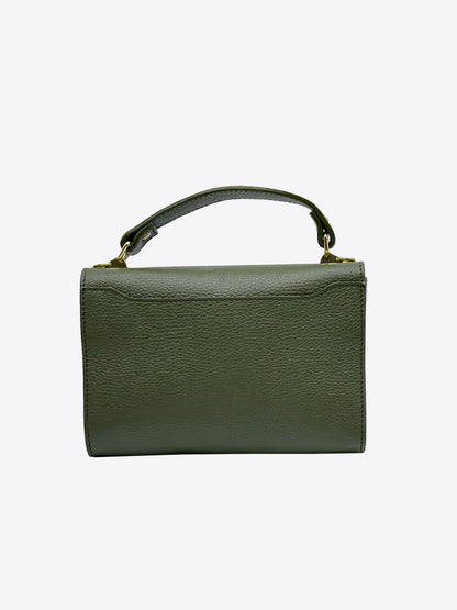 Sade Structured Italian Leather Handbag in Olive Green