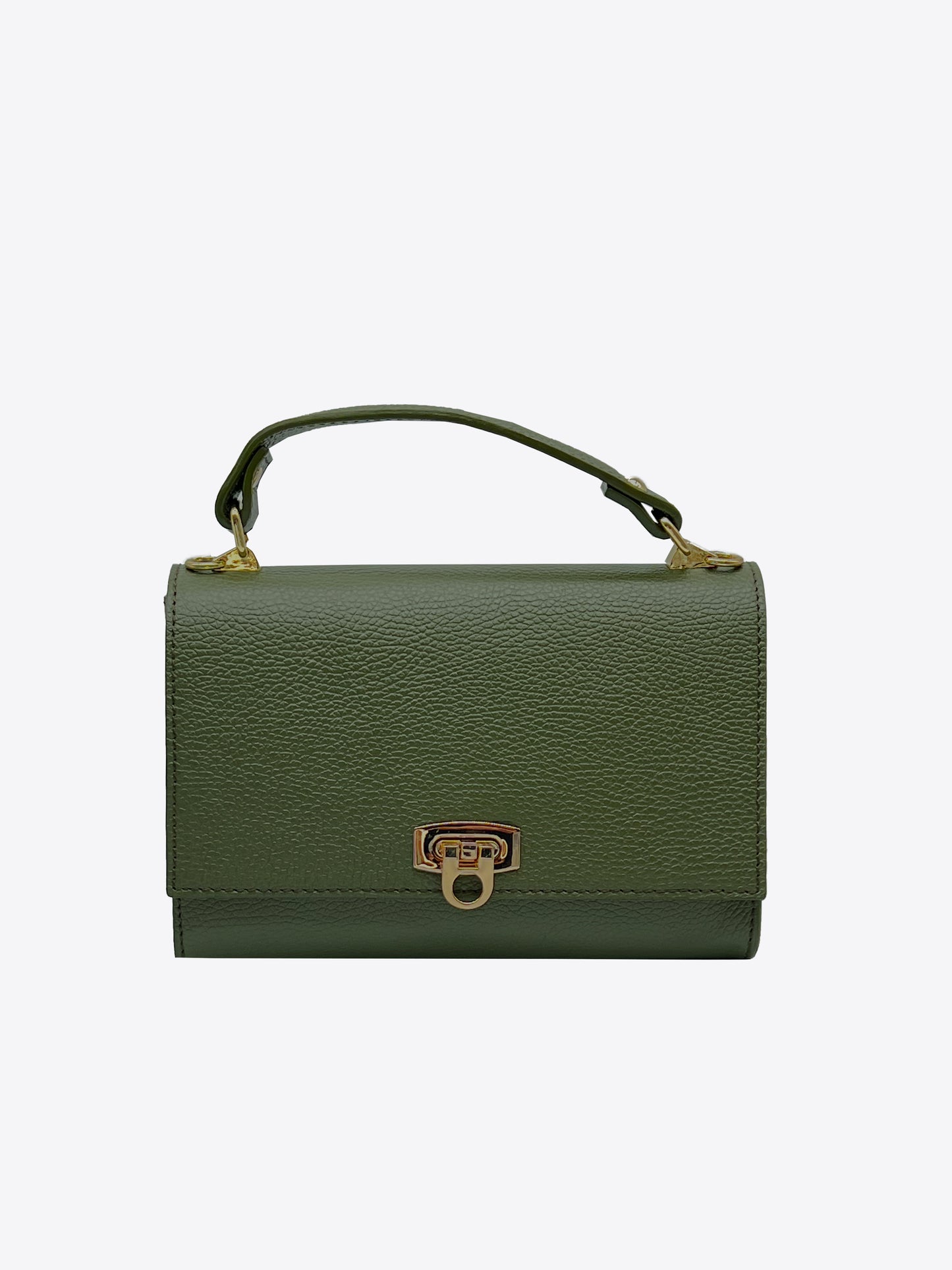 Sade Structured Italian Leather Handbag in Olive Green