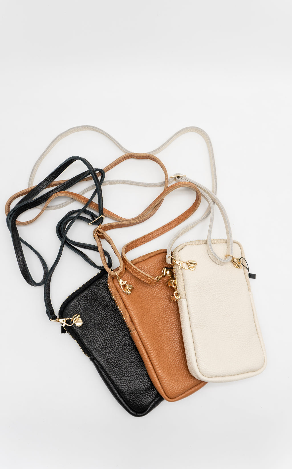 Nella Zip Italian Leather Phone Crossbody Bag