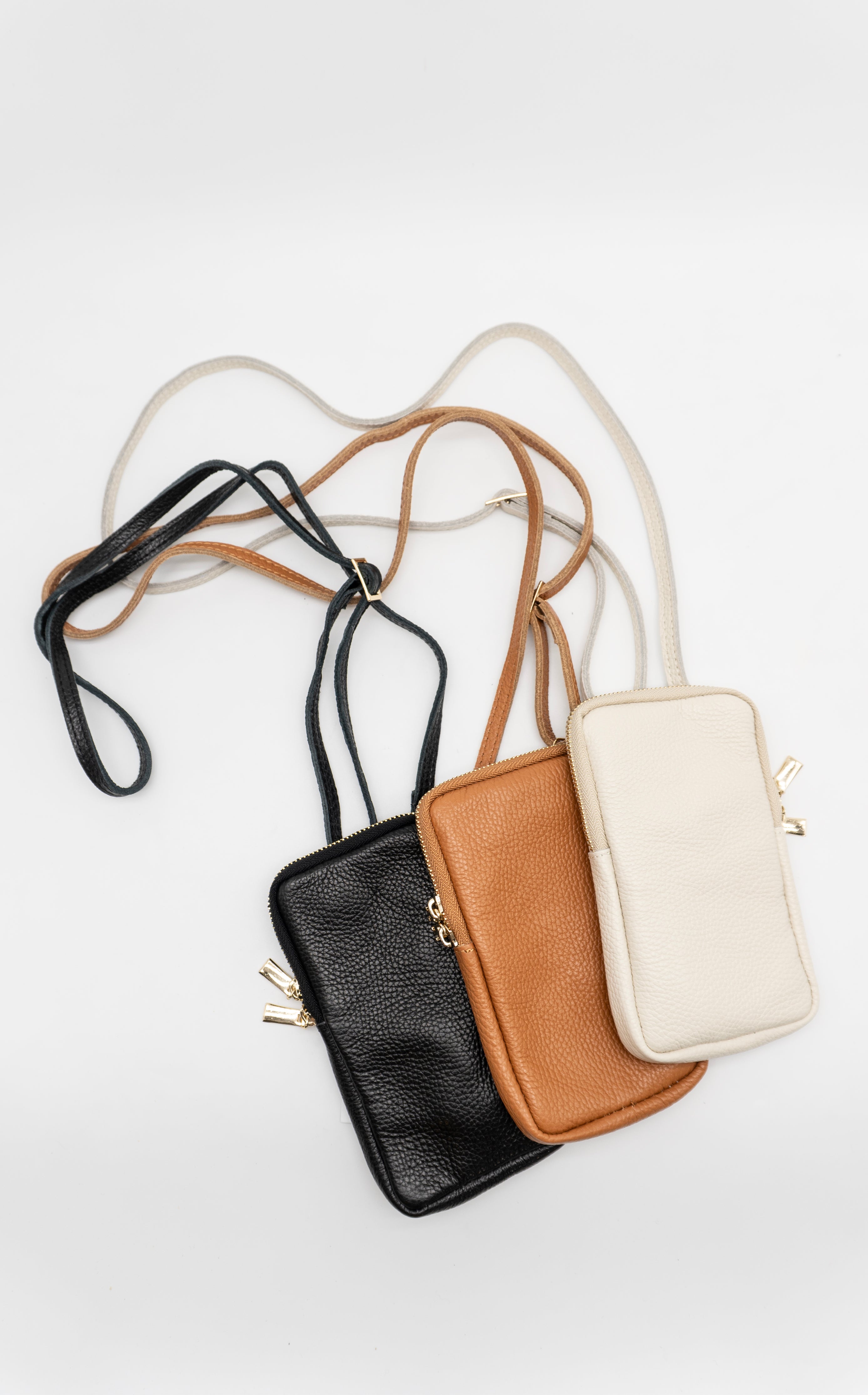 Nella Zip Italian Leather Phone Crossbody Bag