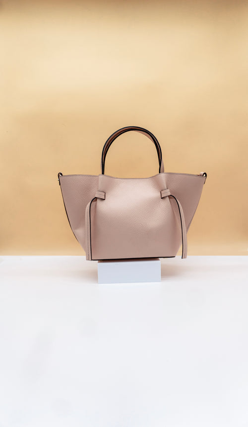 Alessia Midi Size Leather Tote with Tabs