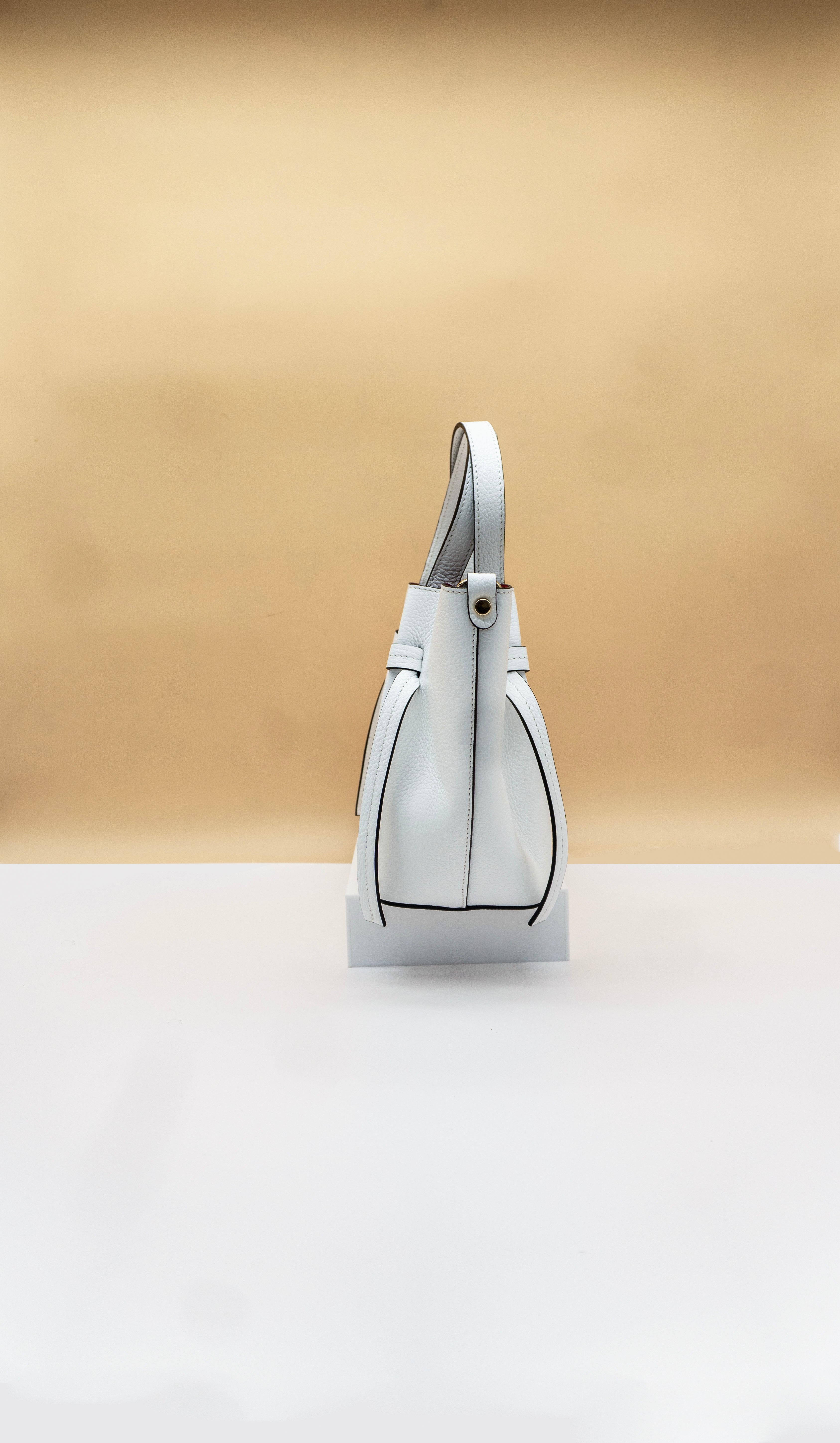 Alessia Midi Size Leather Tote with Tabs