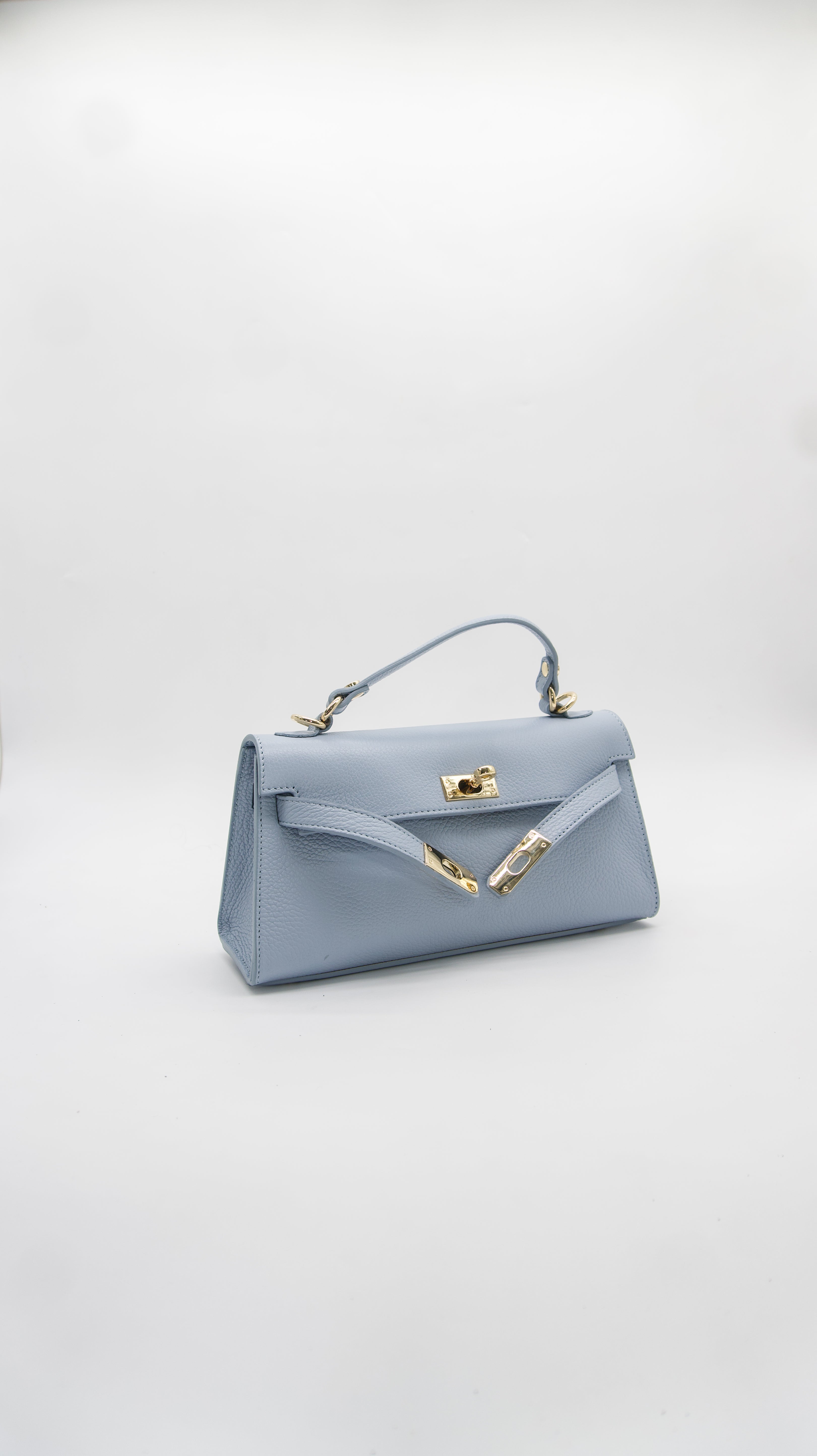 Vittoria Top Handle Turn Clasp Italian Leather Bag