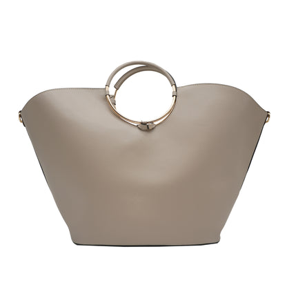 Bianca Circle Handle Bag in Taupe