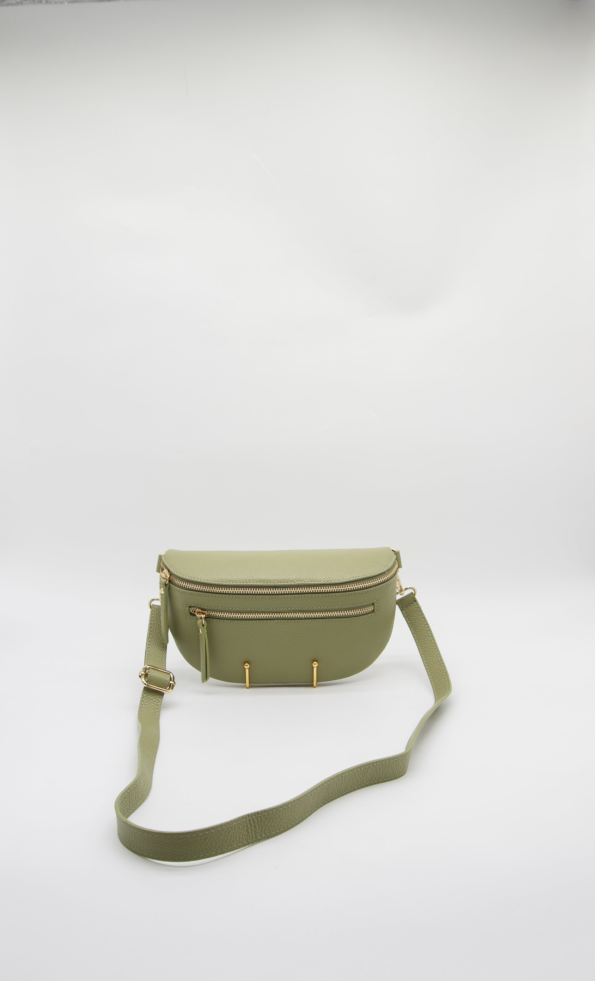 Italian Leather Zip Pocket Belt Bag