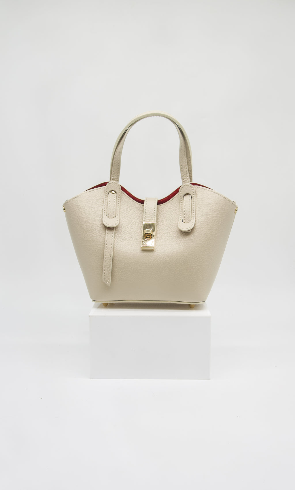 Bella Italian Leather Turn Clasp Bag