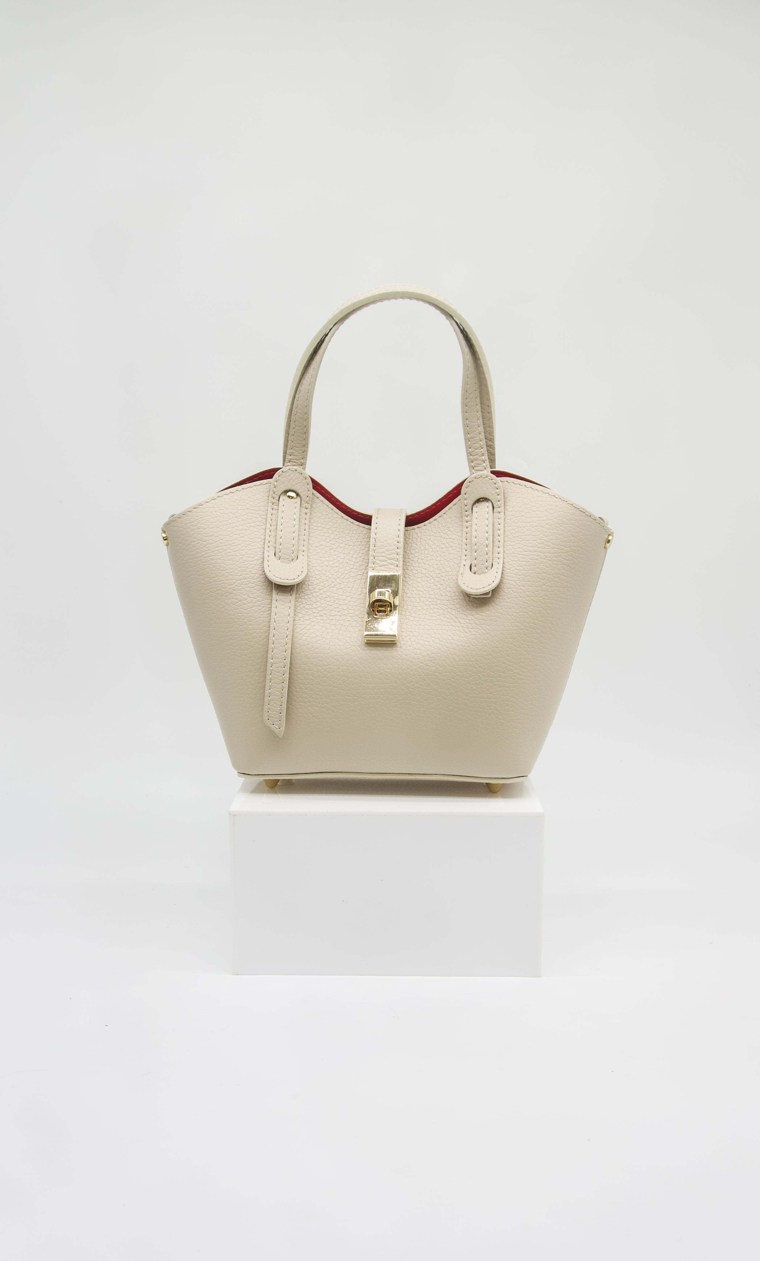 Bella Italian Leather Turn Clasp Bag