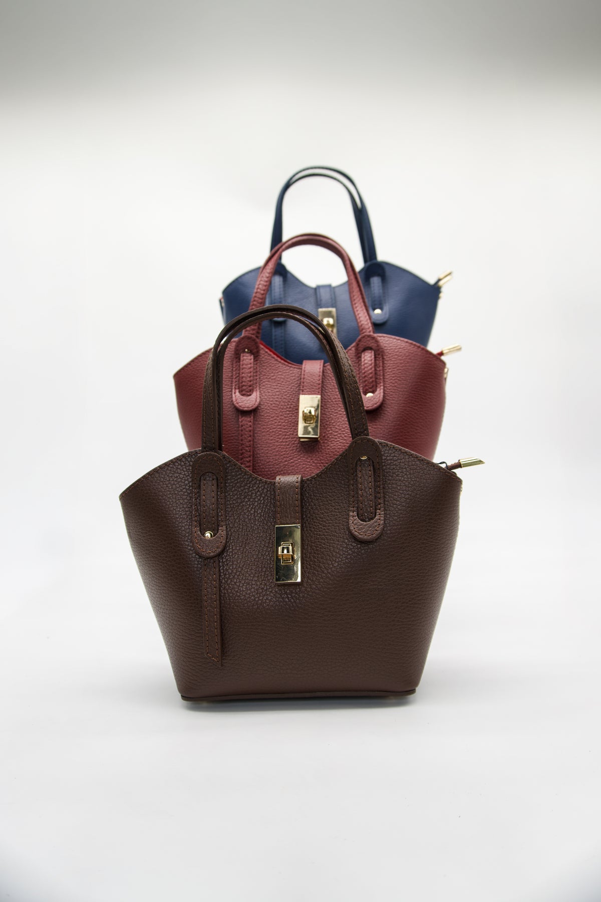 Bella Italian Leather Turn Clasp Bag