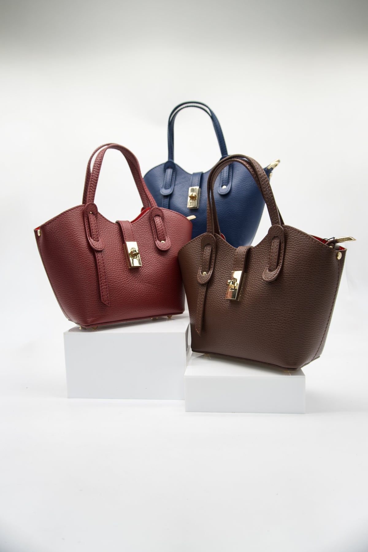 Bella Italian Leather Turn Clasp Bag