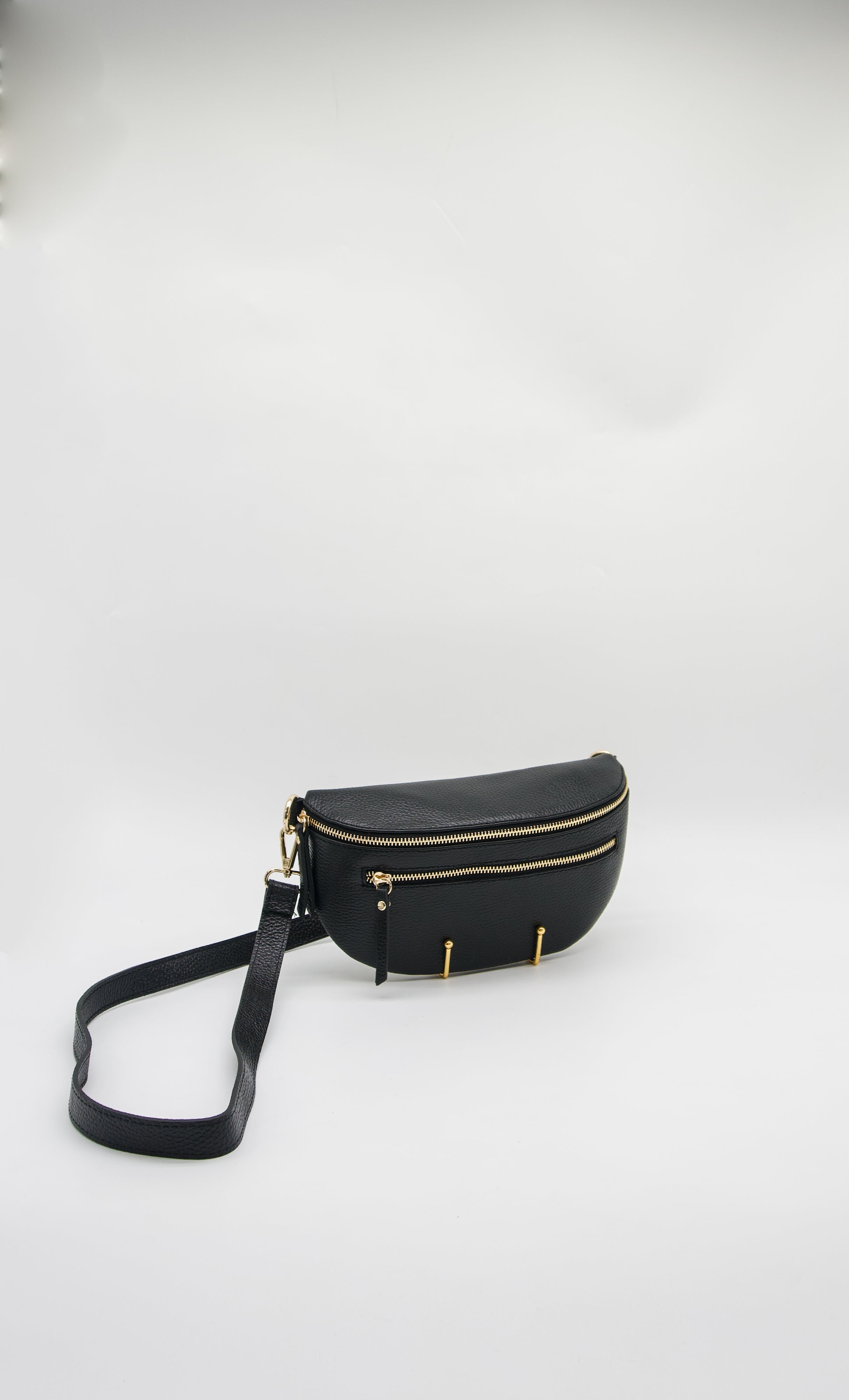 Italian Leather Zip Pocket Belt Bag