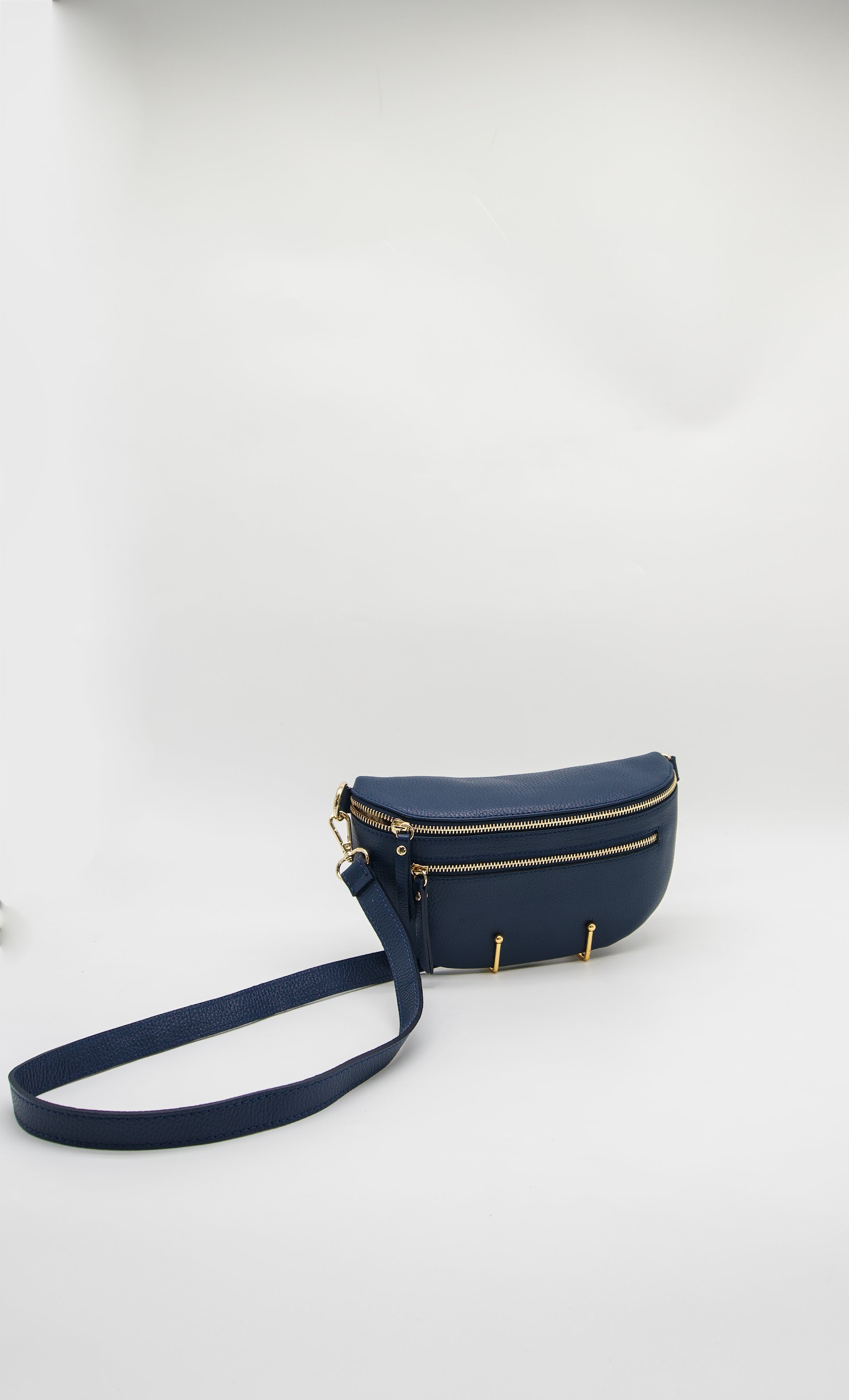 Italian Leather Zip Pocket Belt Bag