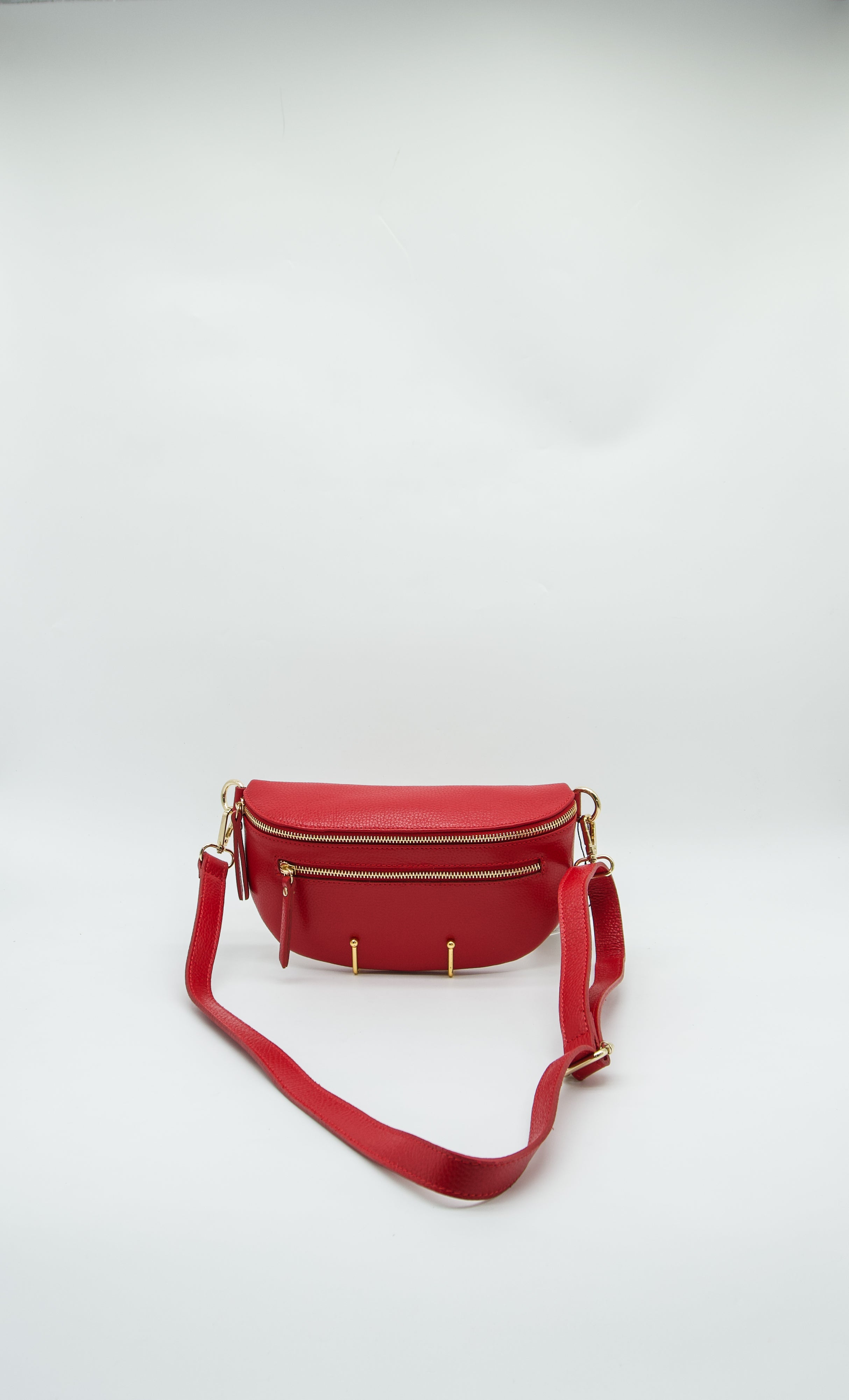 Italian Leather Zip Pocket Belt Bag