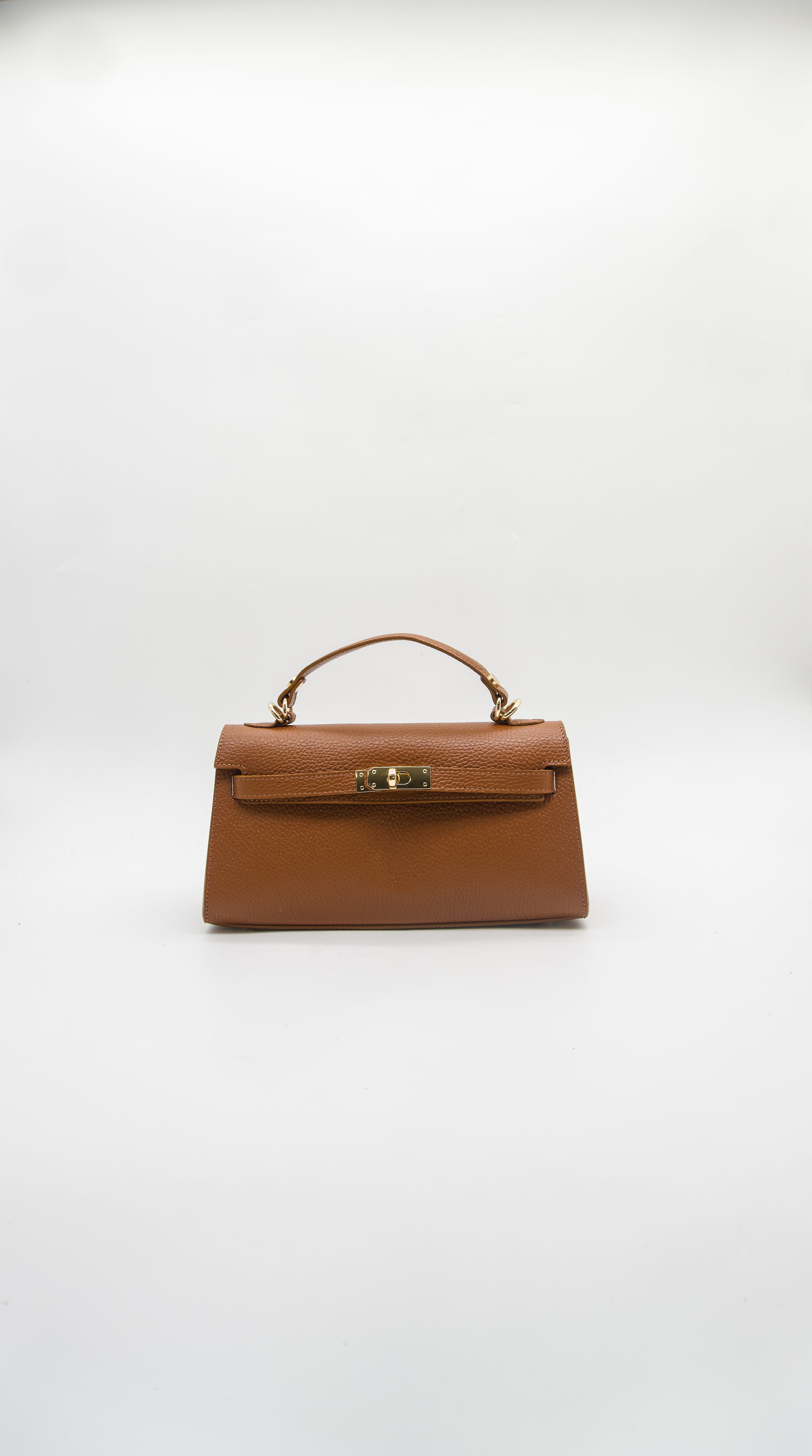 Vittoria Top Handle Turn Clasp Italian Leather Bag