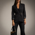 Black blaze with double belt front 