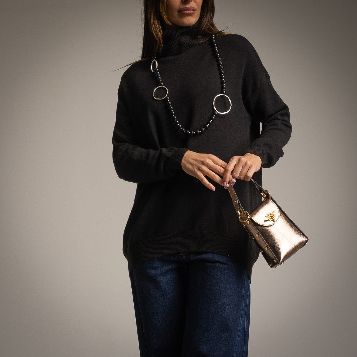 Oversized Turtleneck Sweater in Black