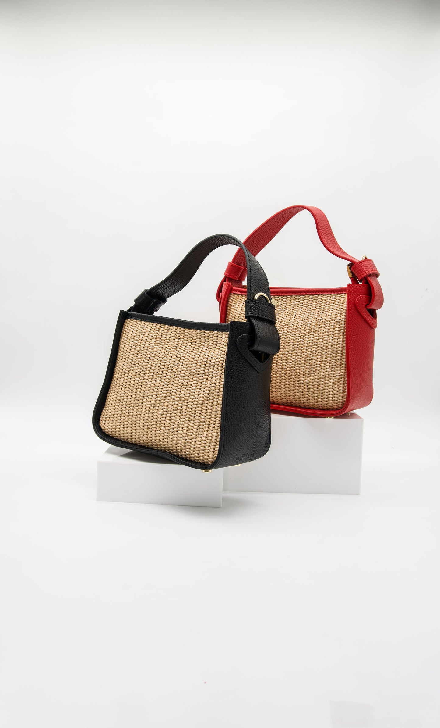 Francesca Raffia & Leather Top Handle Bag