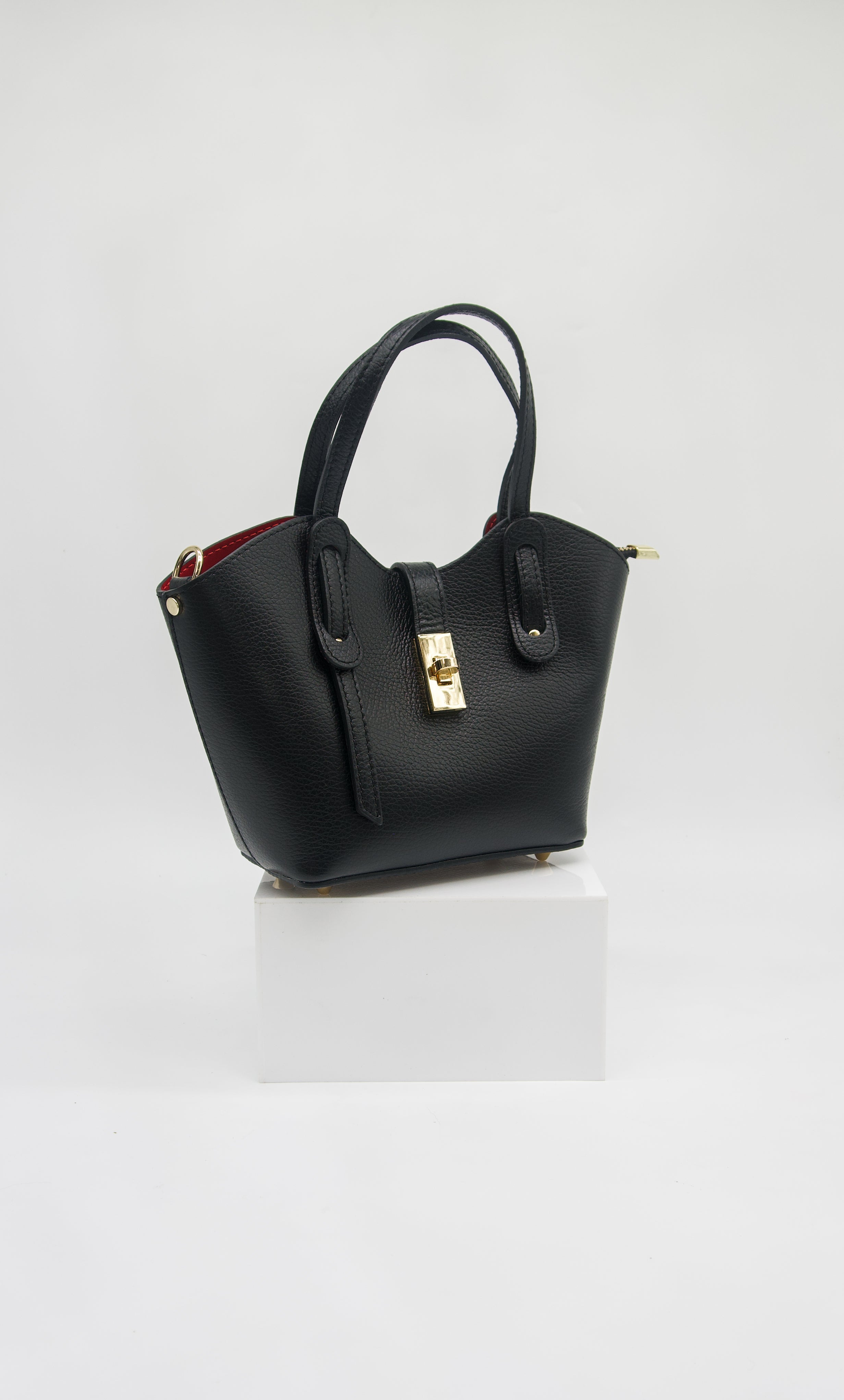 Bella Italian Leather Turn Clasp Bag