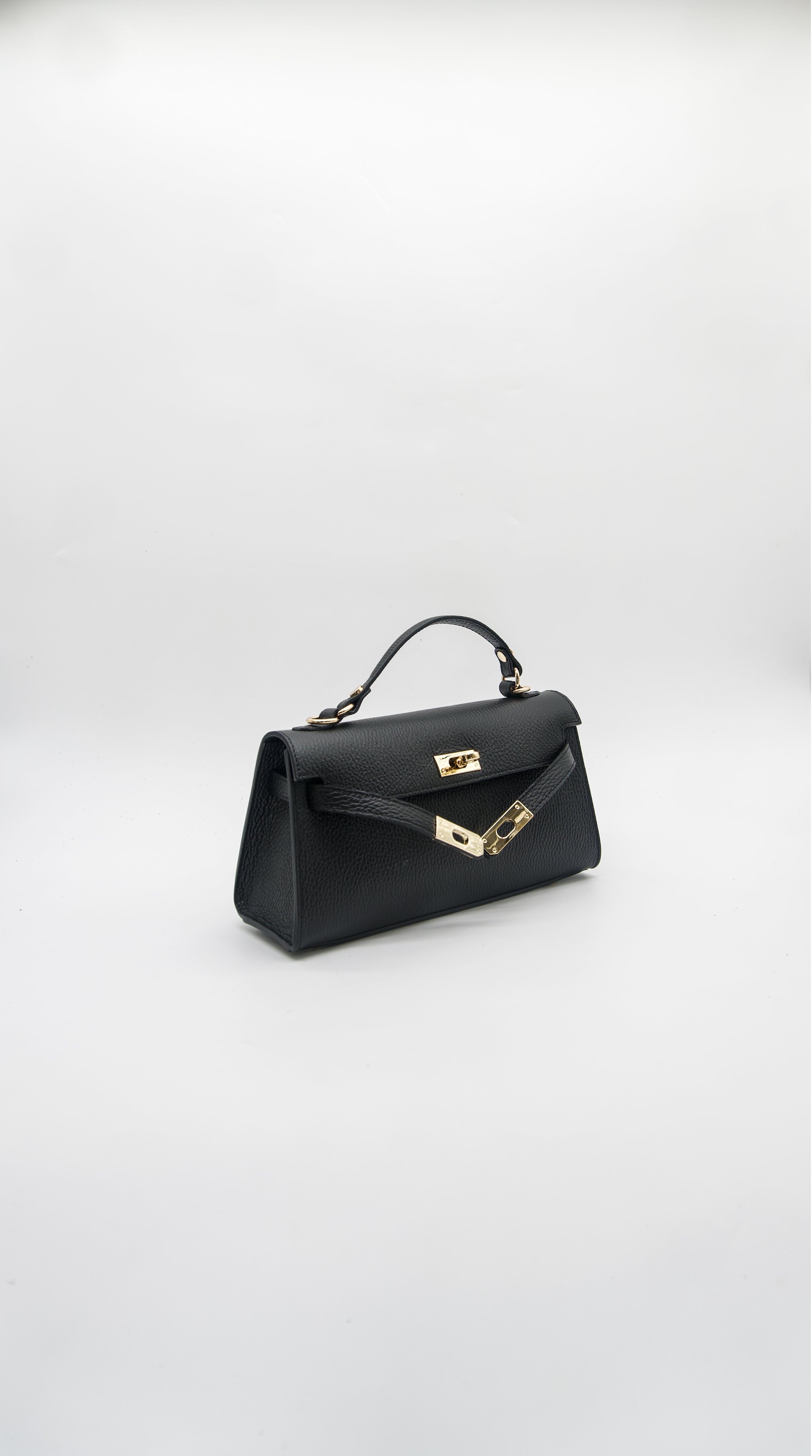 Vittoria Top Handle Turn Clasp Italian Leather Bag