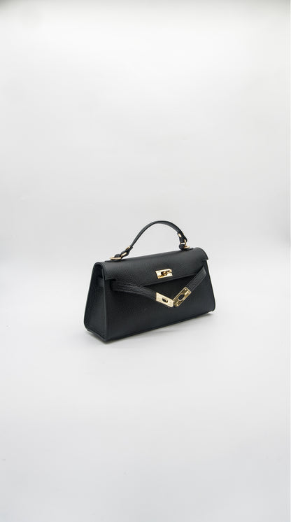 Vittoria Top Handle Turn Clasp Italian Leather Bag