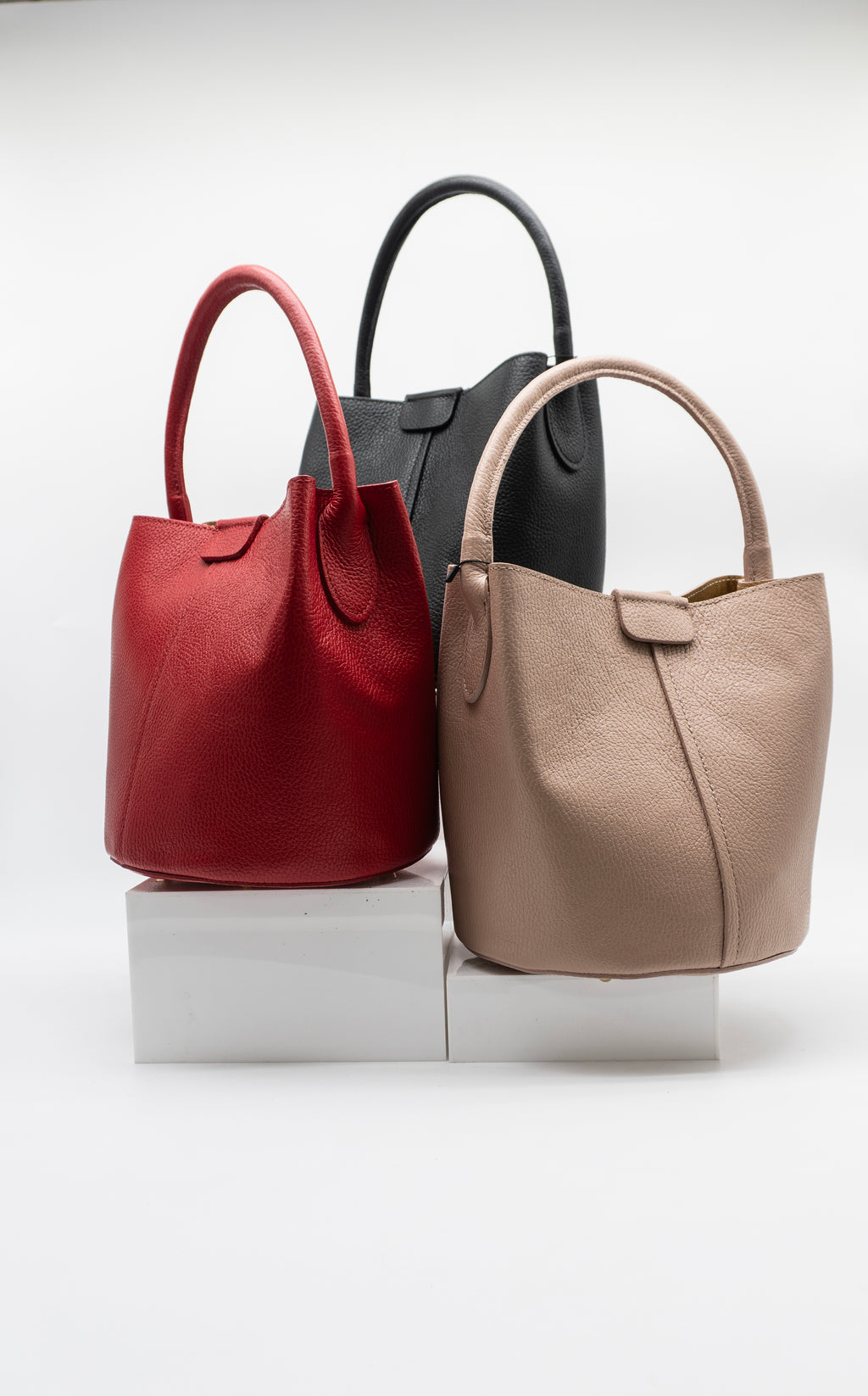 Paola Italian Leather Bucket Bag