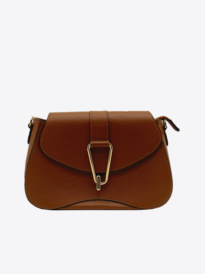 Ava Hardware Detail Leather Saddle Bag