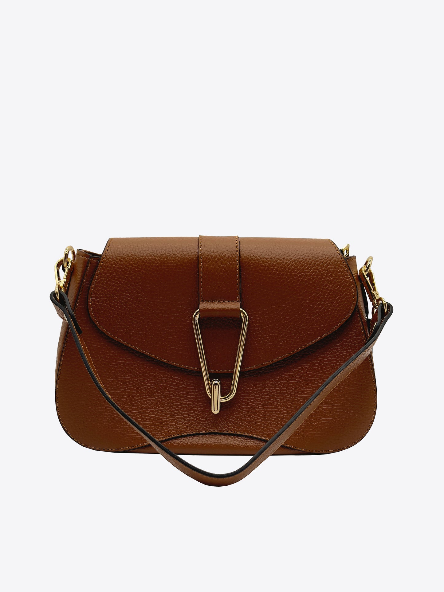 Ava Hardware Detail Leather Saddle Bag