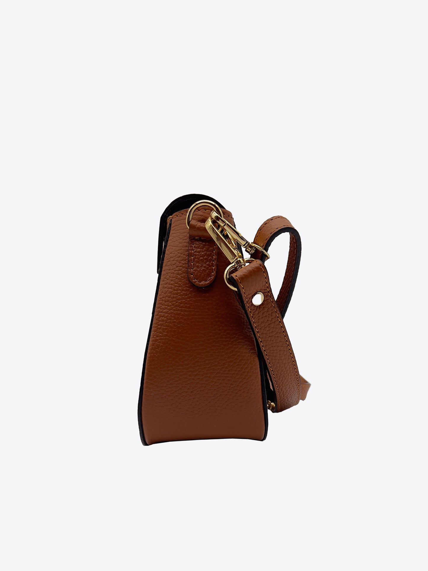 Ava Hardware Detail Leather Saddle Bag