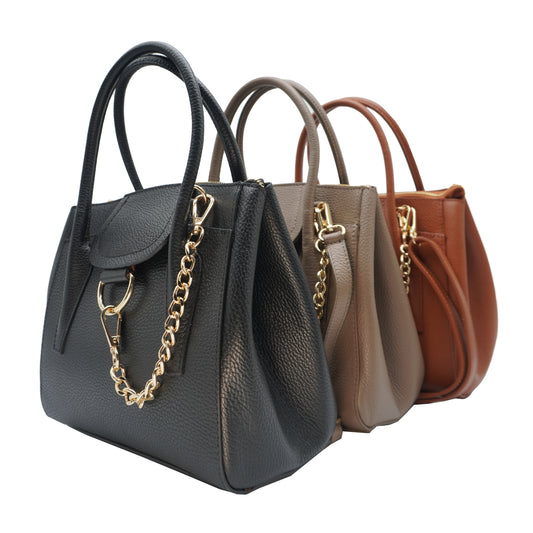 Chloe Chain Detail Leather Satchel Handbag