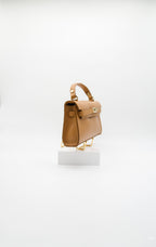 Viola Top Handle Turn Clasp Italian Leather Bag