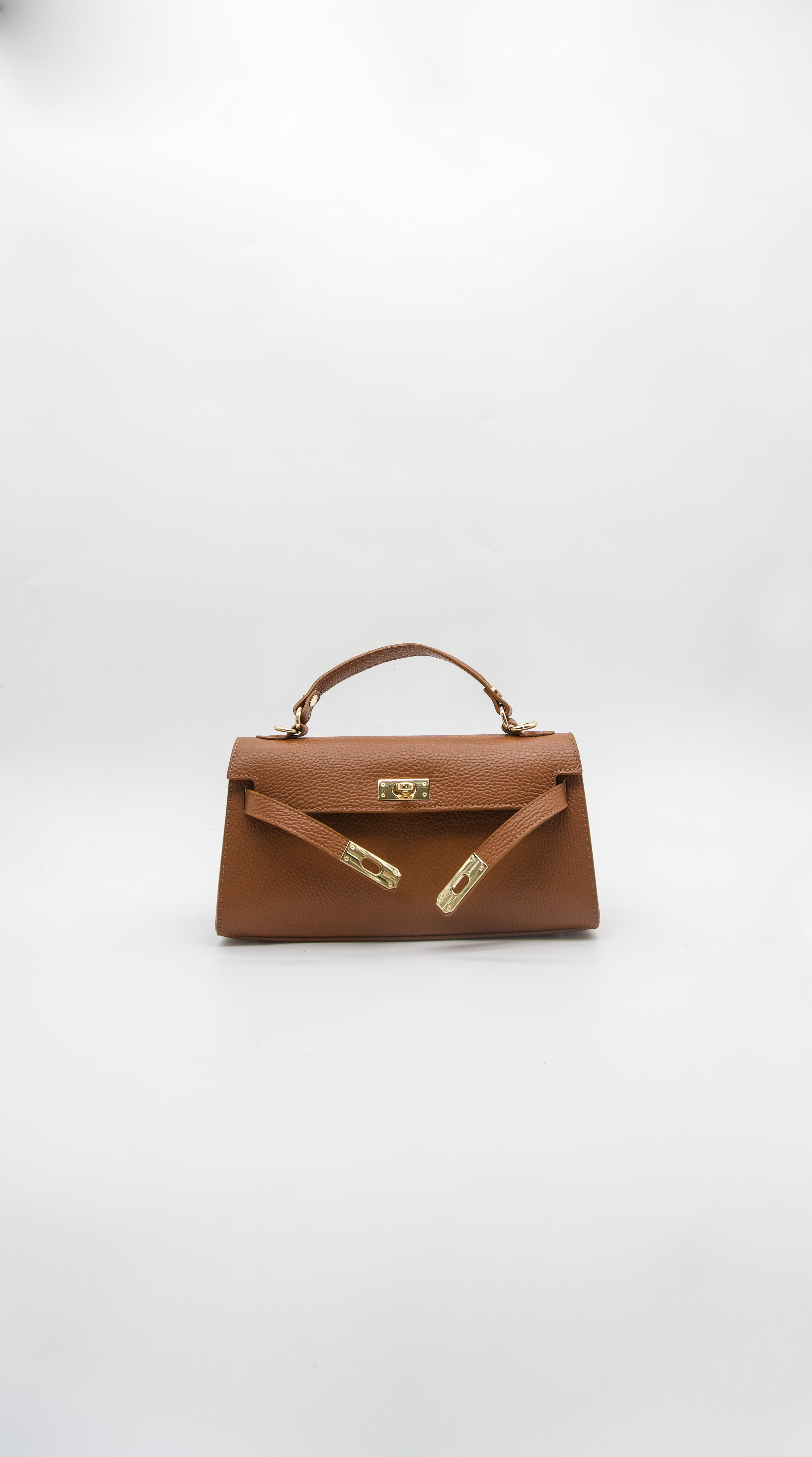 Vittoria Top Handle Turn Clasp Italian Leather Bag