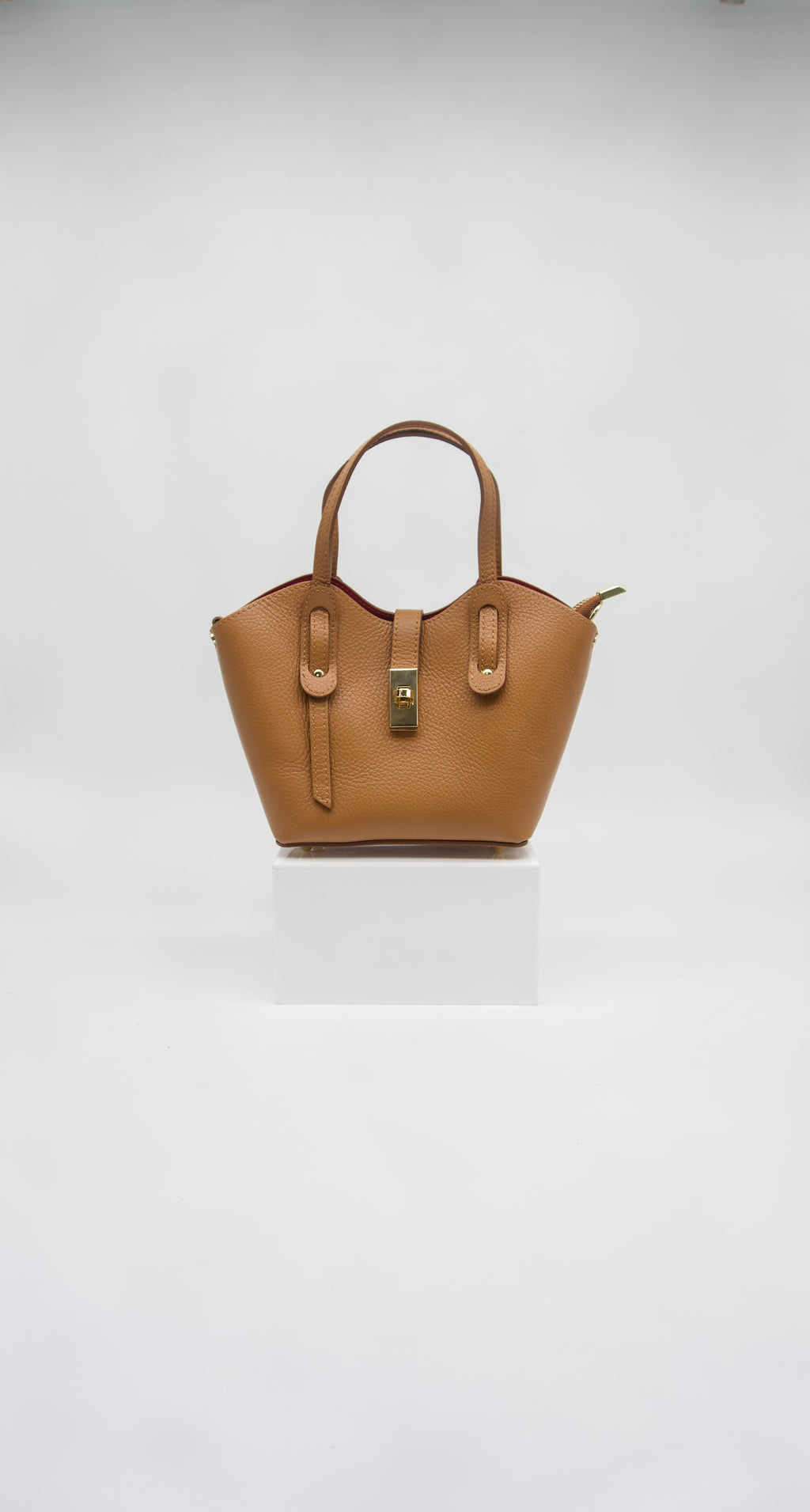 Bella Italian Leather Turn Clasp Bag