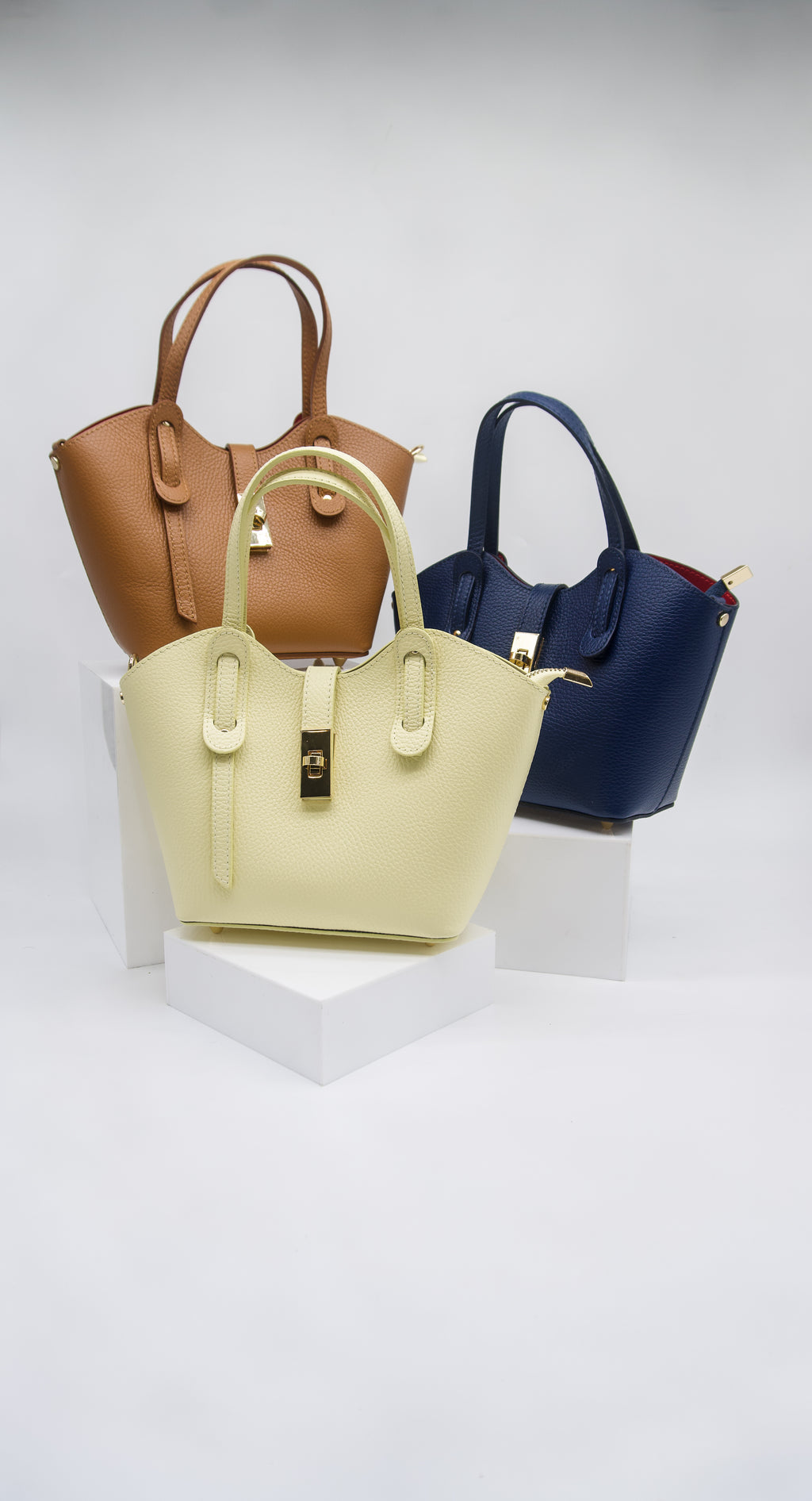 Bella Italian Leather Turn Clasp Bag