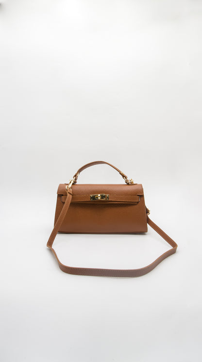 Vittoria Top Handle Turn Clasp Italian Leather Bag