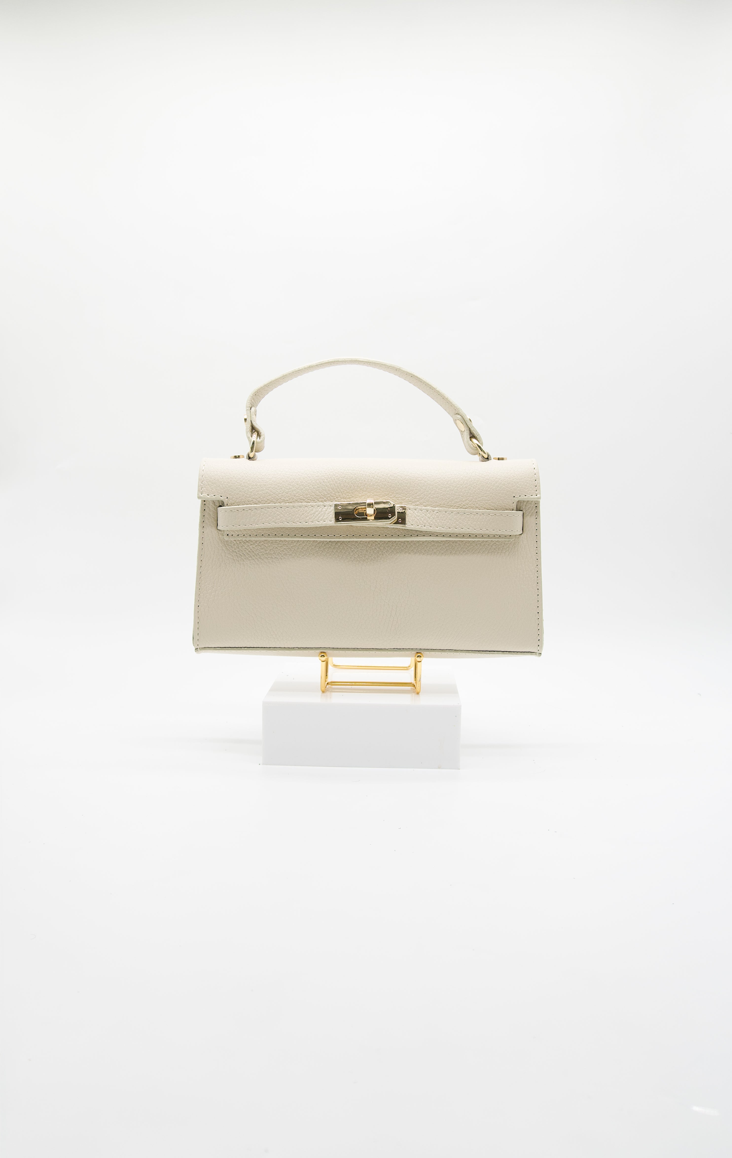 Viola Top Handle Turn Clasp Italian Leather Bag