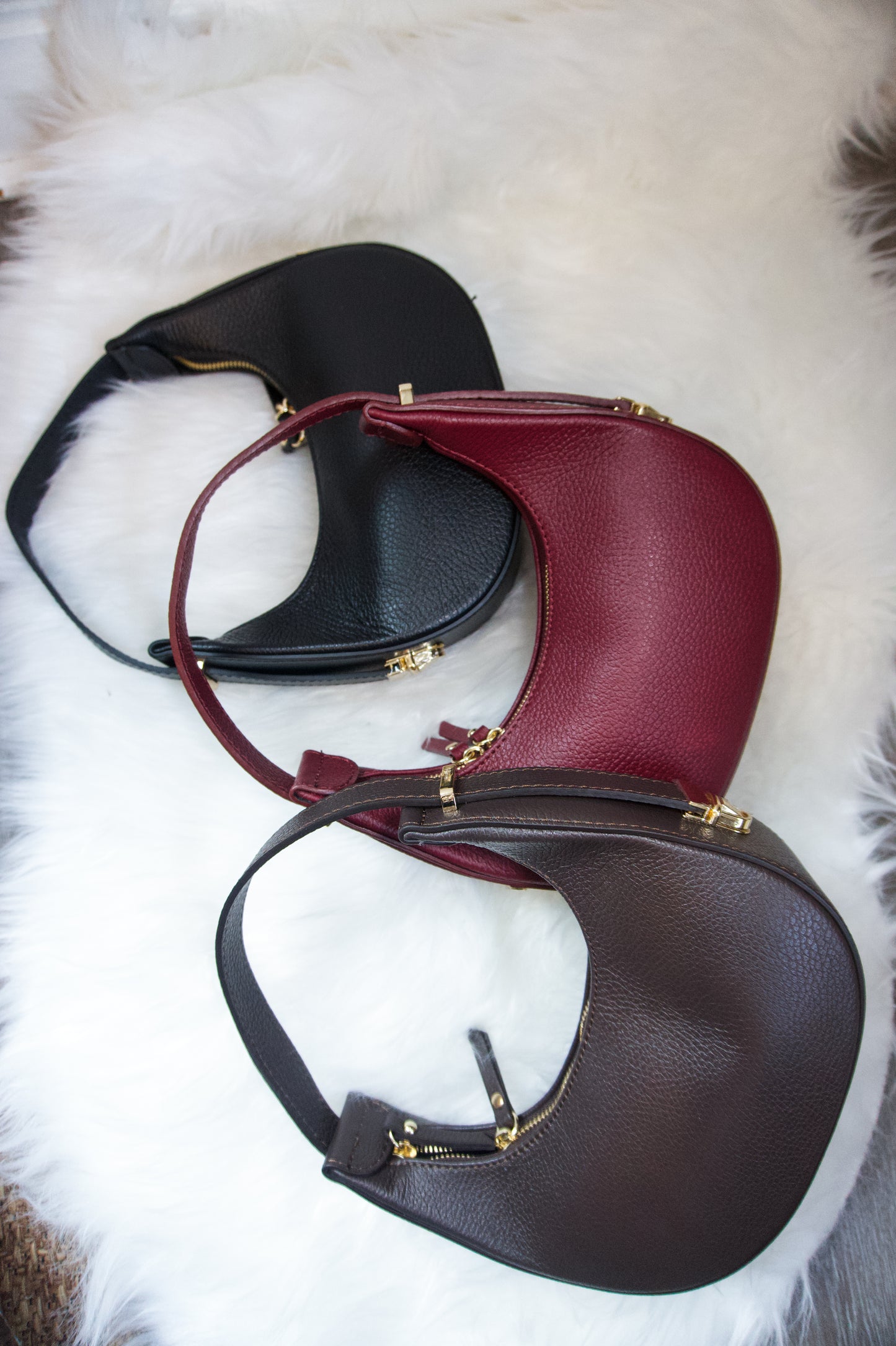 Pia Italian Leather Crescent Bag