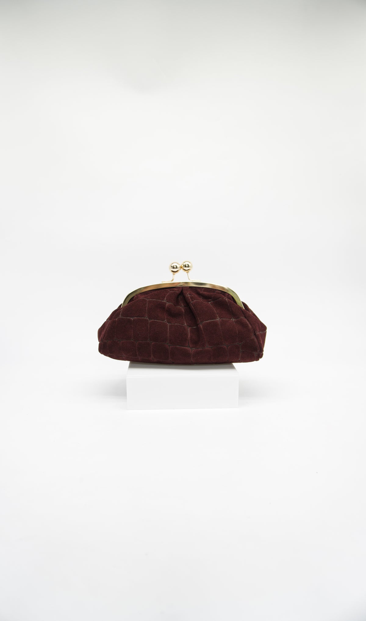 Carlotta Embossed Suede Kiss Lock Bag