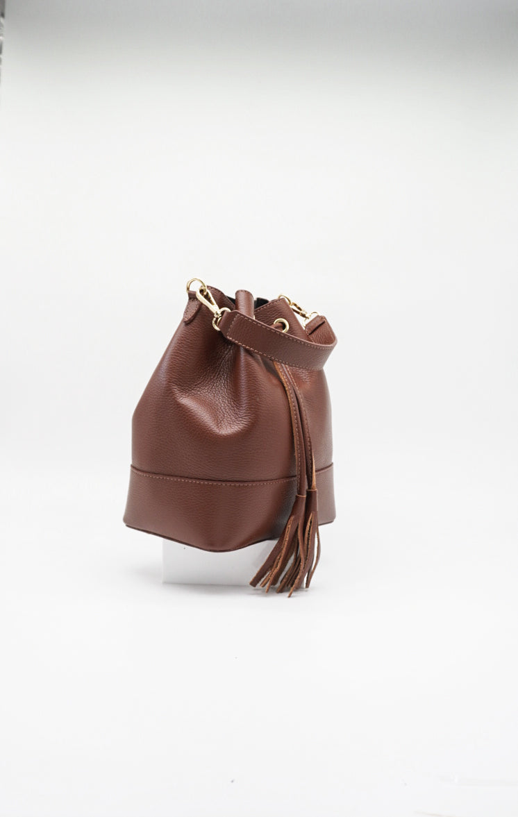 Eli Italian Leather Bucket Bag