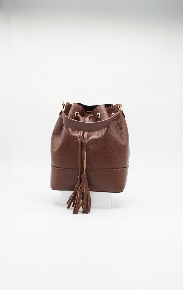 Eli Italian Leather Bucket Bag
