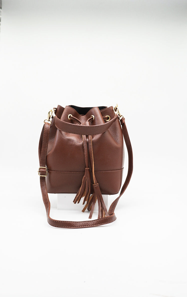 Eli Italian Leather Bucket Bag