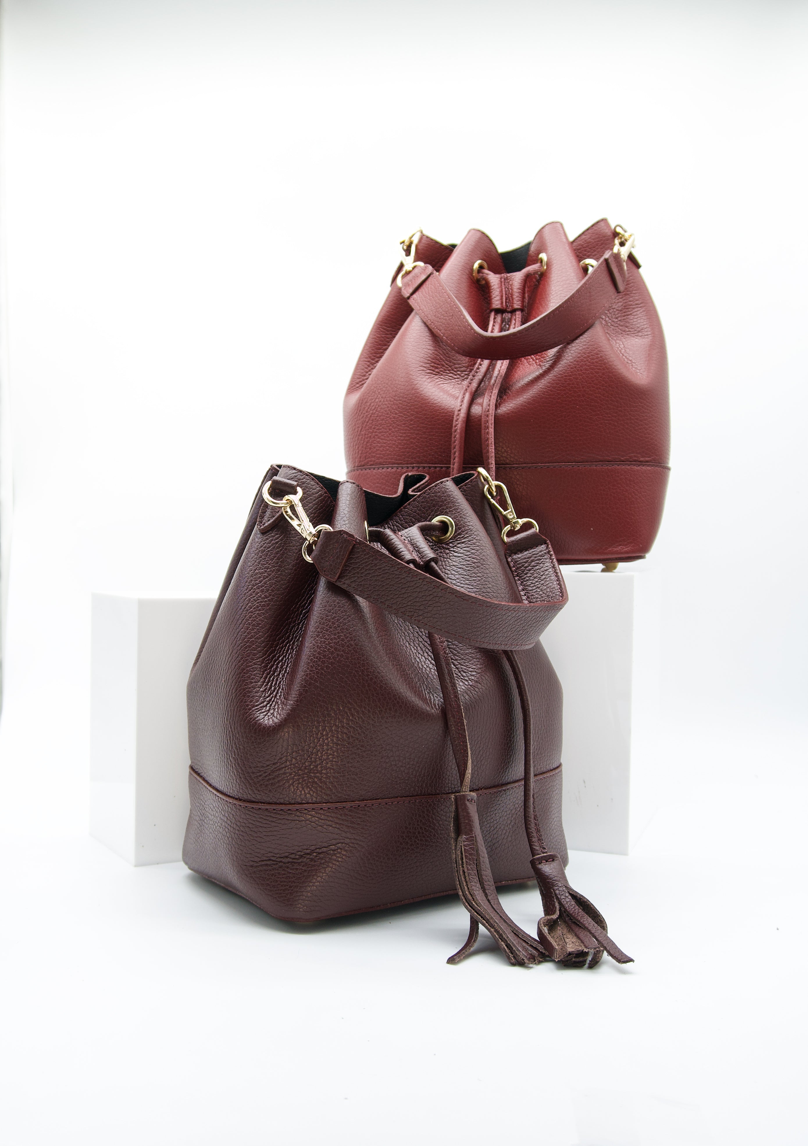 Eli Italian Leather Bucket Bag